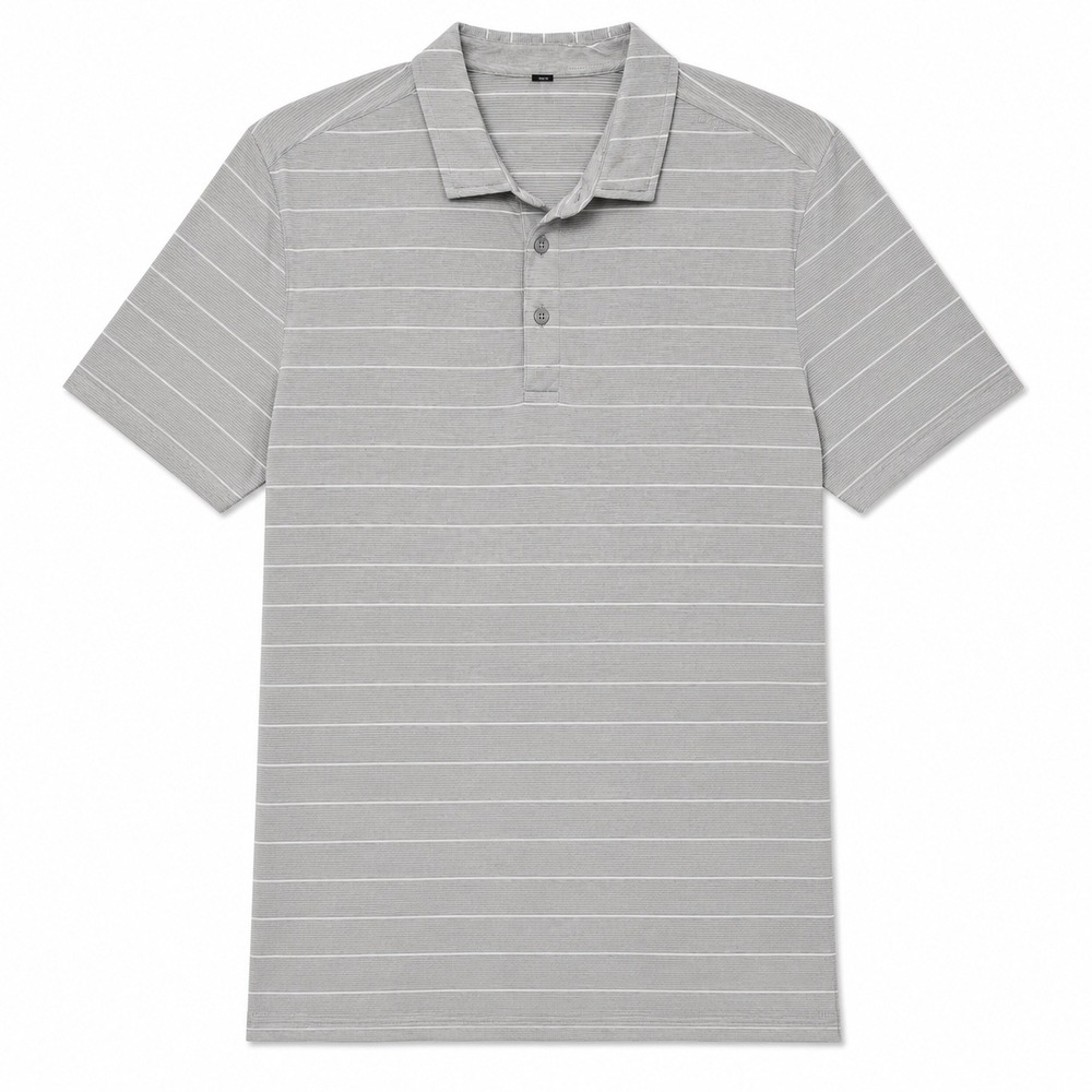Lululemon‎ Gray Striped Polo Shirt Short Sleeve Performance Golf Men's Large